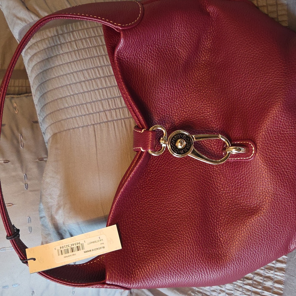 Dooney & Bourke Wine Logo Lock Hobo